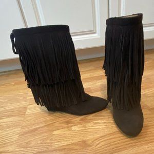 NEW Ralph Lauren Chocolate Brown Fringe Bootie